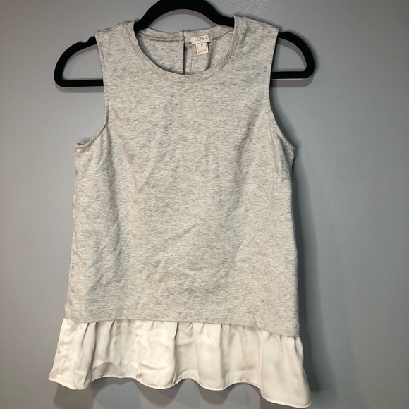 J. Crew Tops - J. Crew Grey and White Peplum Ruffle Hem Tank Top